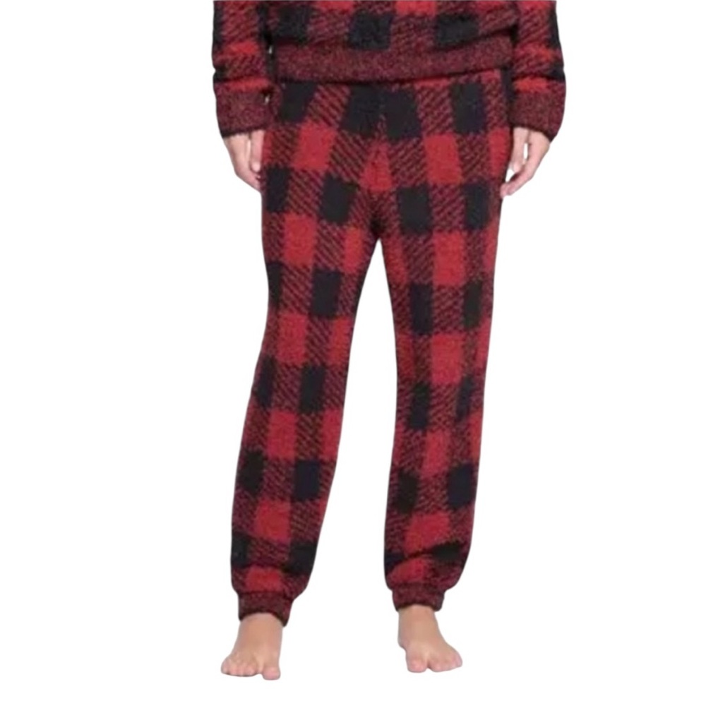 NWT Skims Cozy Joggers in Brick Buffalo Check Sz S/M